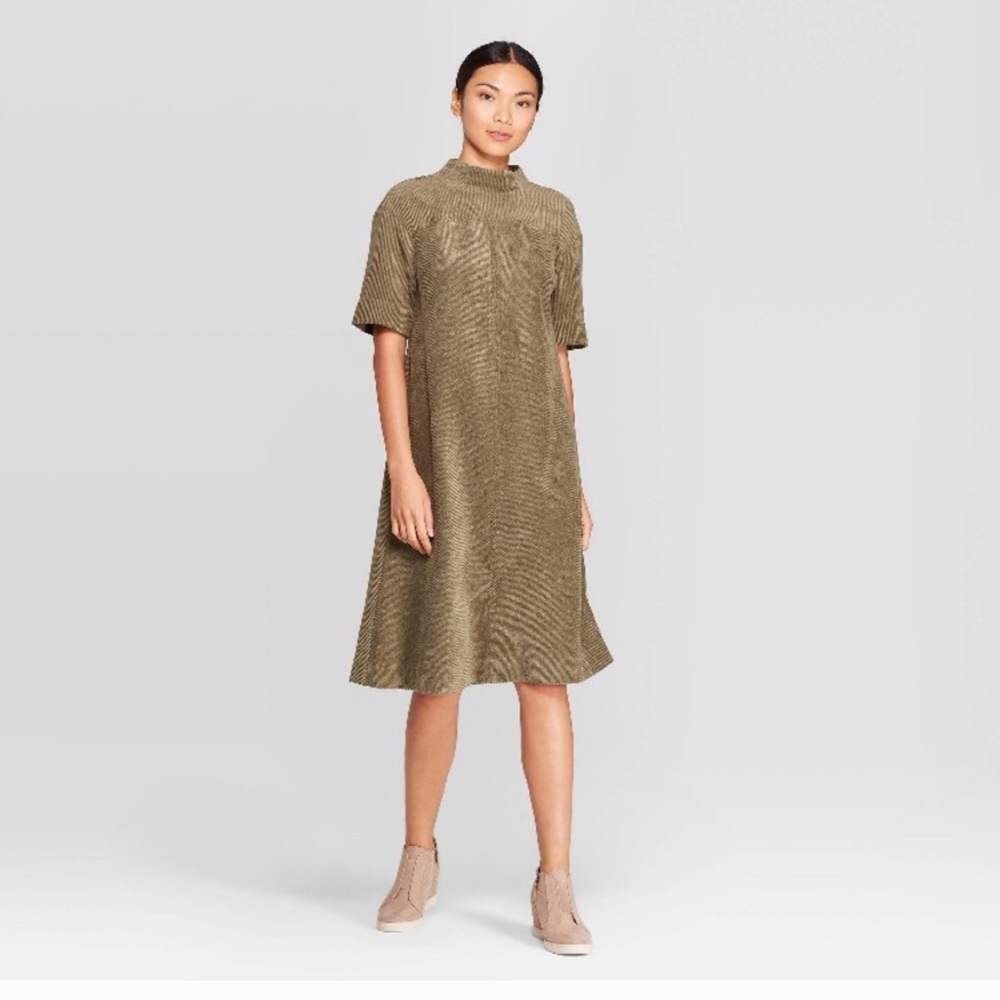 Target PROLOGUE Corduroy Olive Green Midi Dress XS